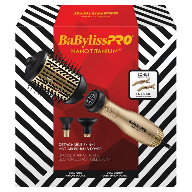 Babyliss Pro - Nano Titanium Detachable 3-in-1 Hot Air Brush & Dryer