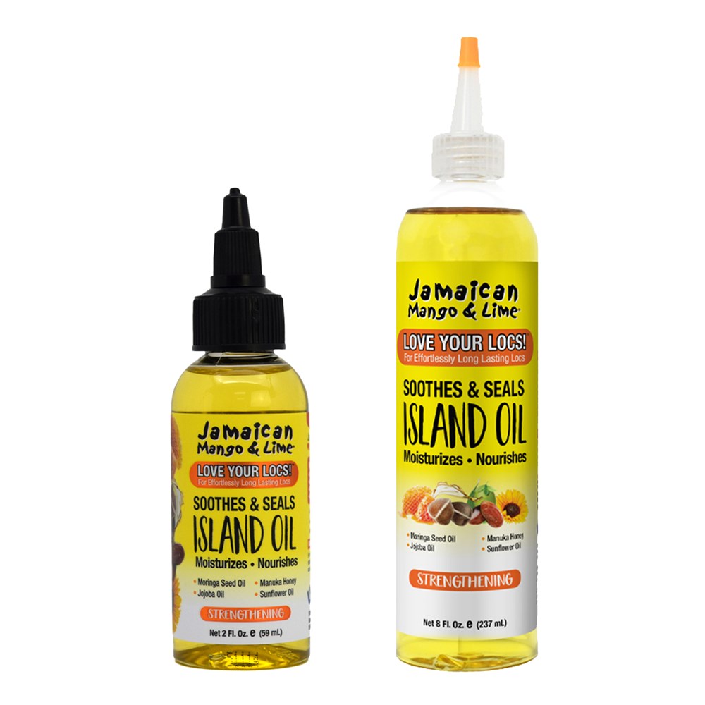 Two bottles of Jamaican Mango & Lime Island Oil on a white background