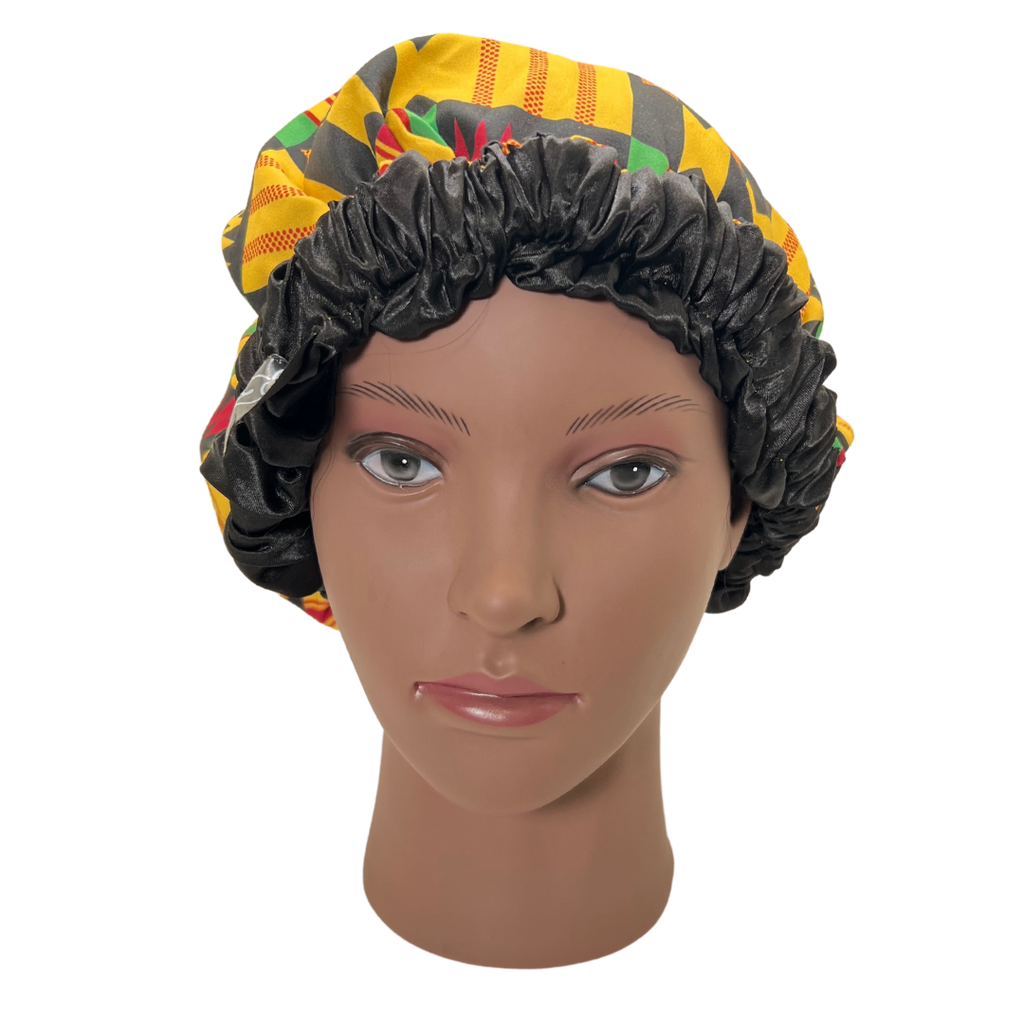 African Print Ankara Satin Lined Bonnets Beauty Braids and Beyond Beauty Supply