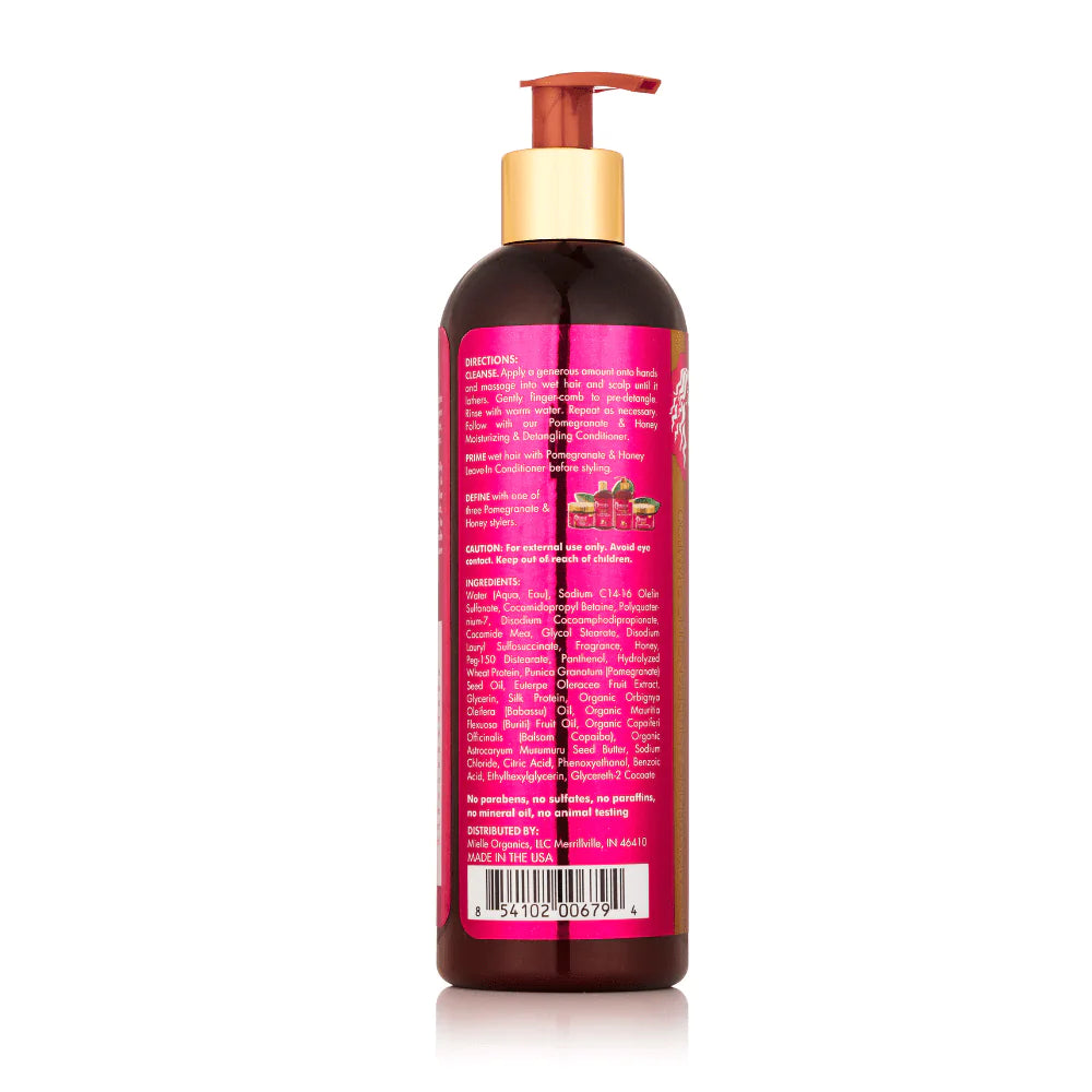MIELLE ORGANICS -Pomegranate & Honey Moisturizing and Detangling Shampoo (12oz) Beauty Braids and Beyond Beauty Supply