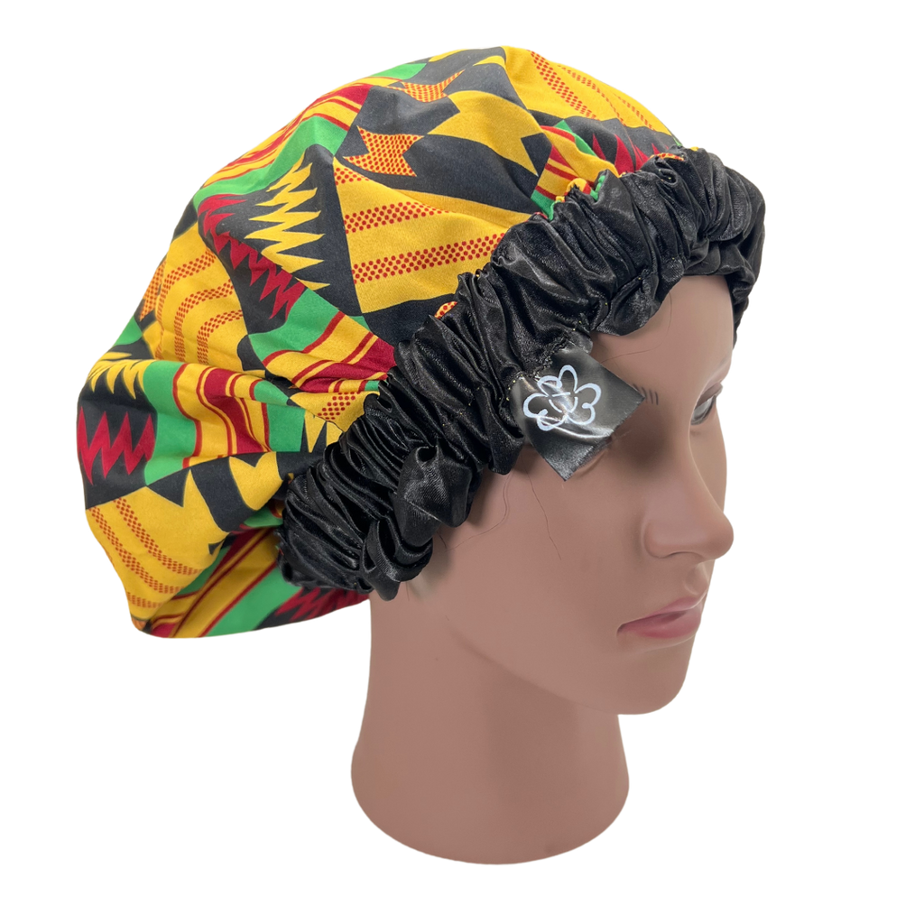 African Print Ankara Satin Lined Bonnets Beauty Braids and Beyond Beauty Supply